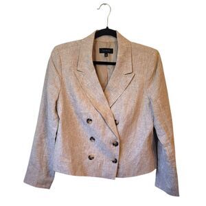 Talbots Women's Light Tan 100% Linen Double Breasted Blazer Size 10